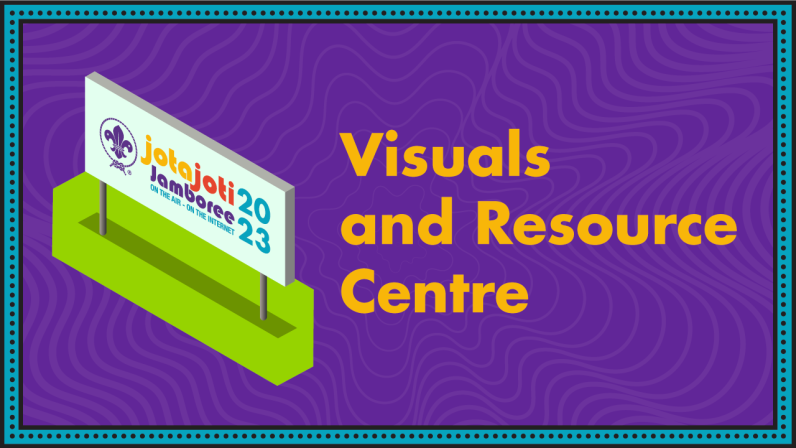 A JOTA-JOTI 2023 billboard represents the Visuals and Resource Centre
