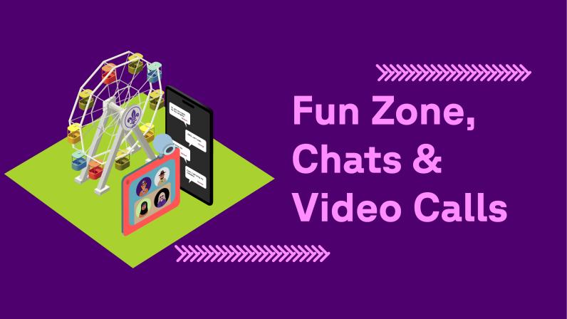 JOTA-JOTI Fun Zone, Chats & Video Calls campsite banner