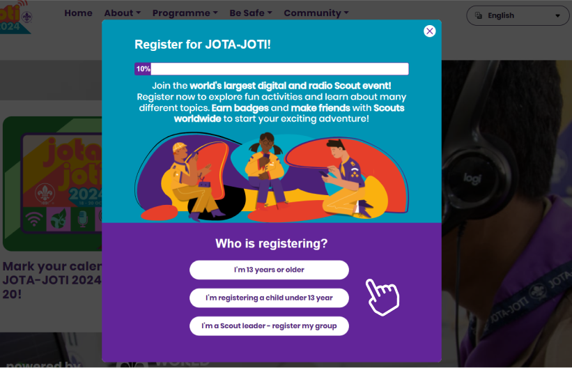 JOTA-JOTI registration form