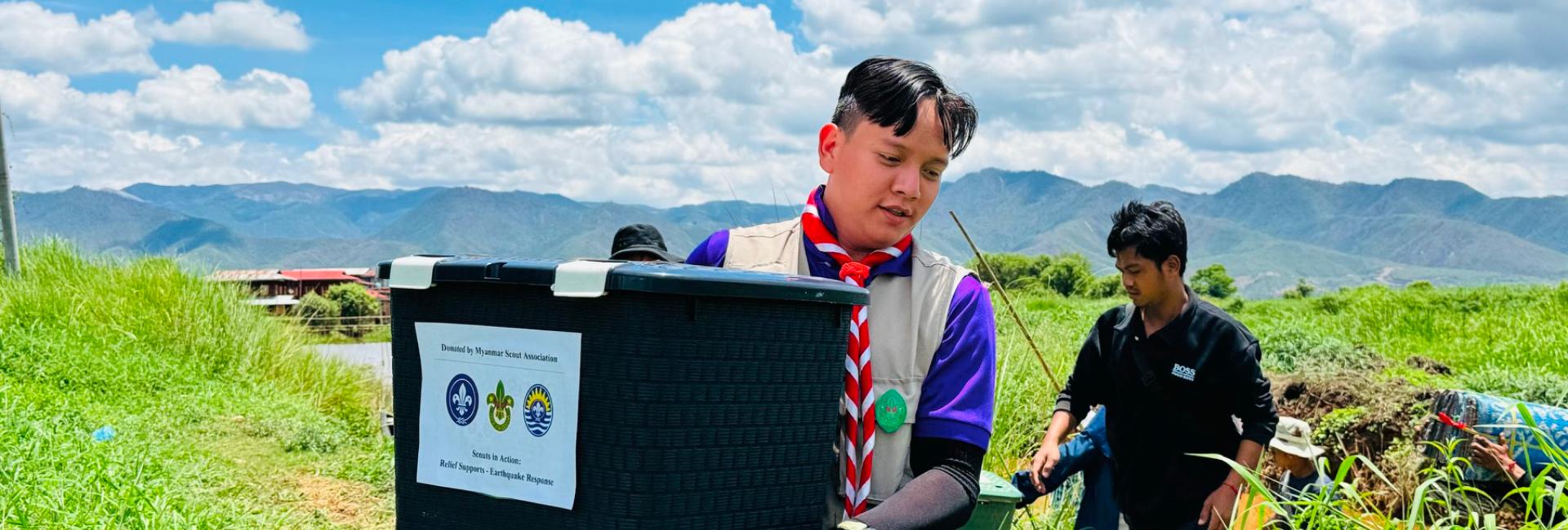 Scouts in Action: Relief and Humanitarian Aid for Myanmar Earthquake Victims, aimed to provide essential support to communities affected by the earthquake.